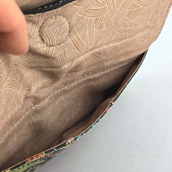 Sakroots Coated Canvas Double Bifold Wallet Clutch Multi Neon Boho Art-To-Wear - Picture 10 of 16